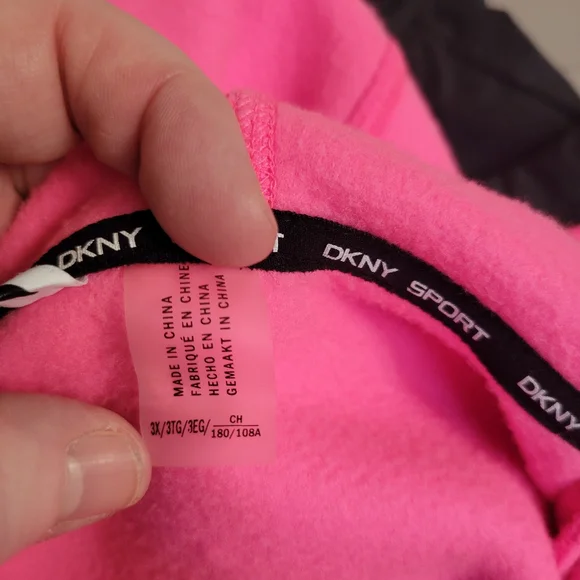 💥💥💥SALE 💥💥💥NWOT DKNY Sport Hot Pink Fleece Jacket W/Logo Tape Sleeves-3X - Picture 8 of 11